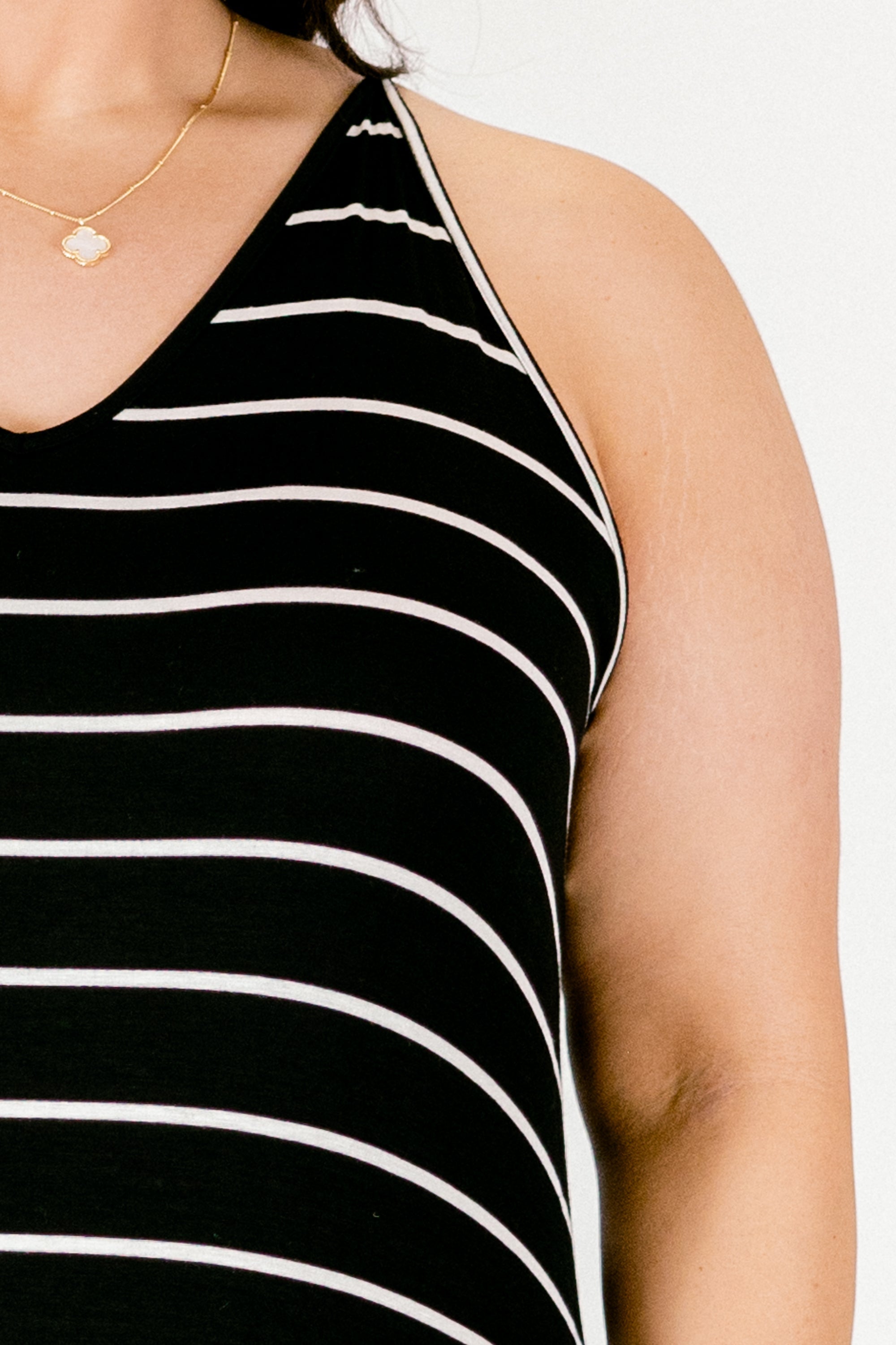 Sensibly Striped Maxi Dress, Black-Ivory