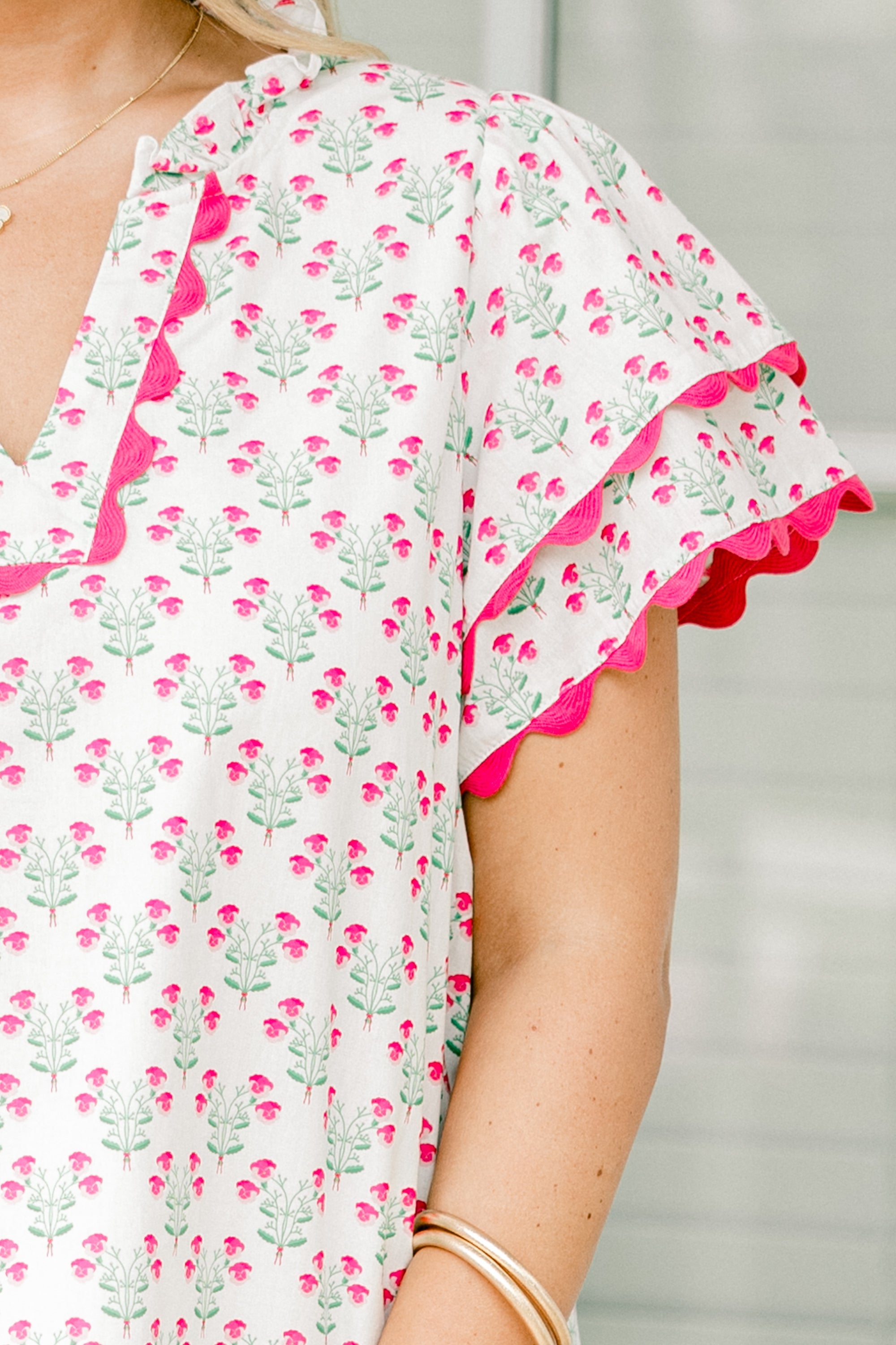 Setting The Scene Top, Ivory-Pink