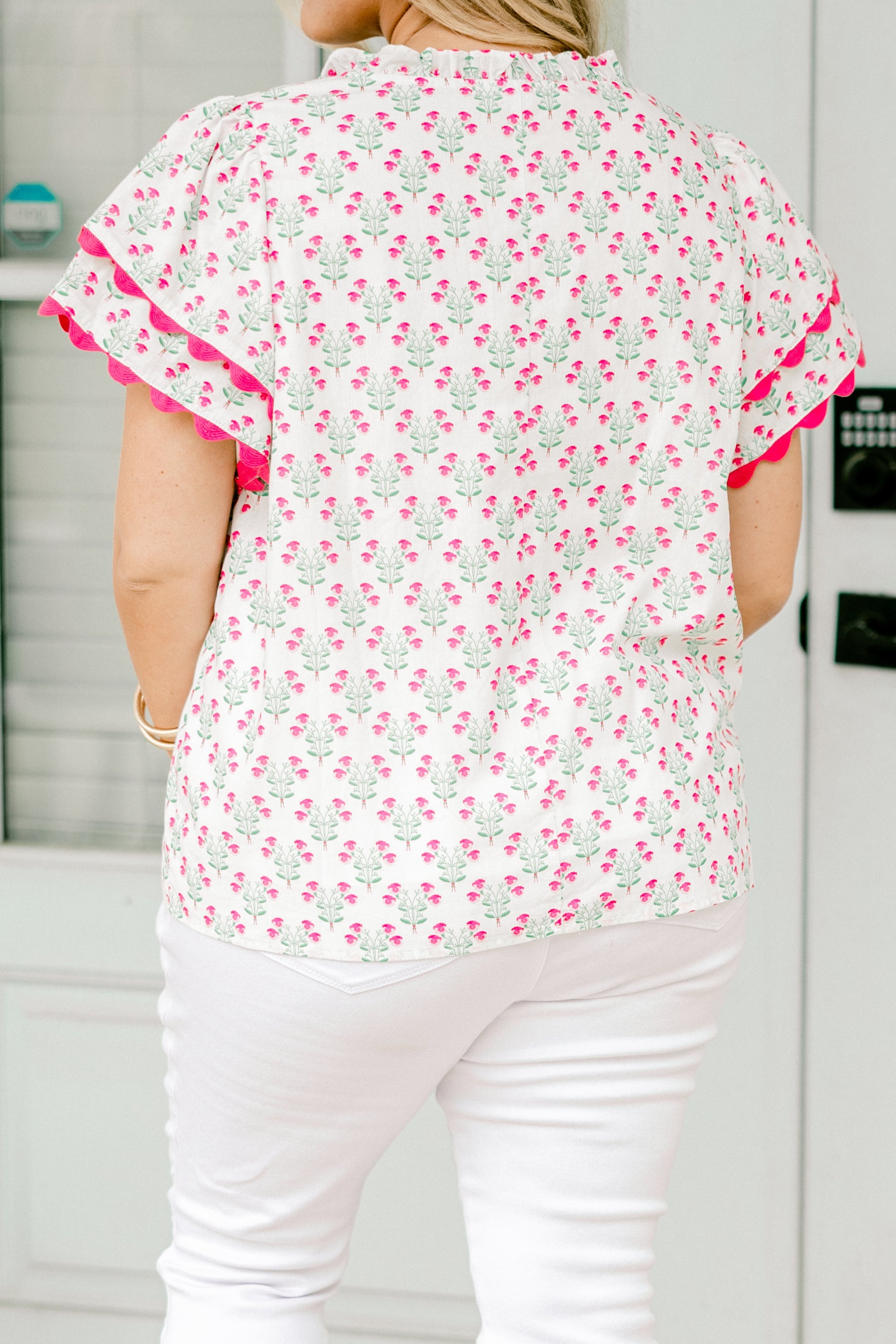 Setting The Scene Top, Ivory-Pink