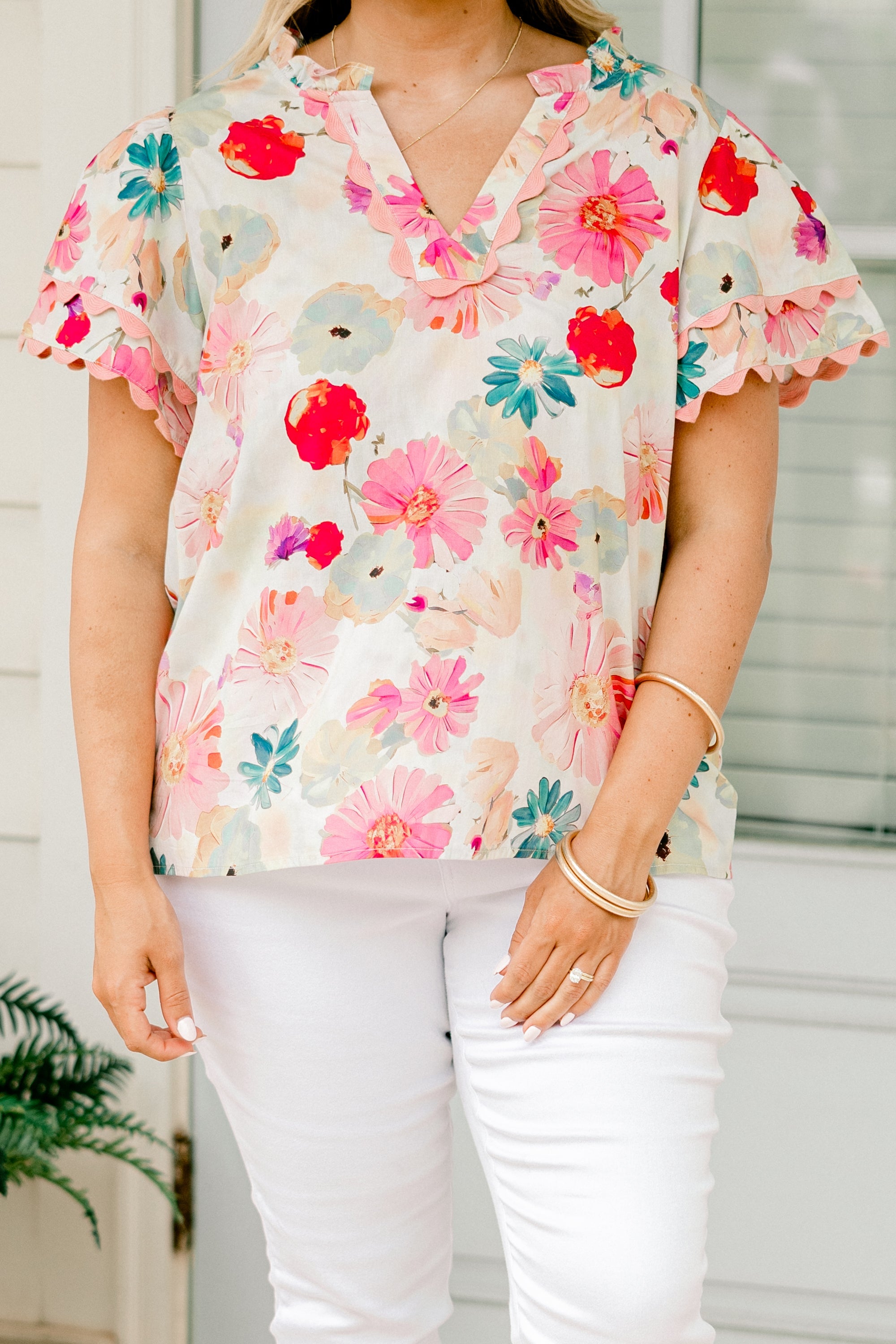 Setting The Scene Top, Ivory Multi