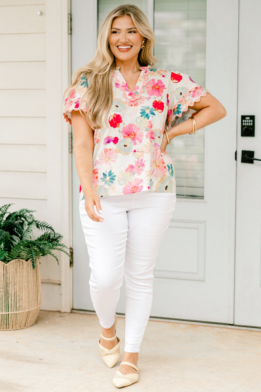 Setting The Scene Top, Ivory Multi