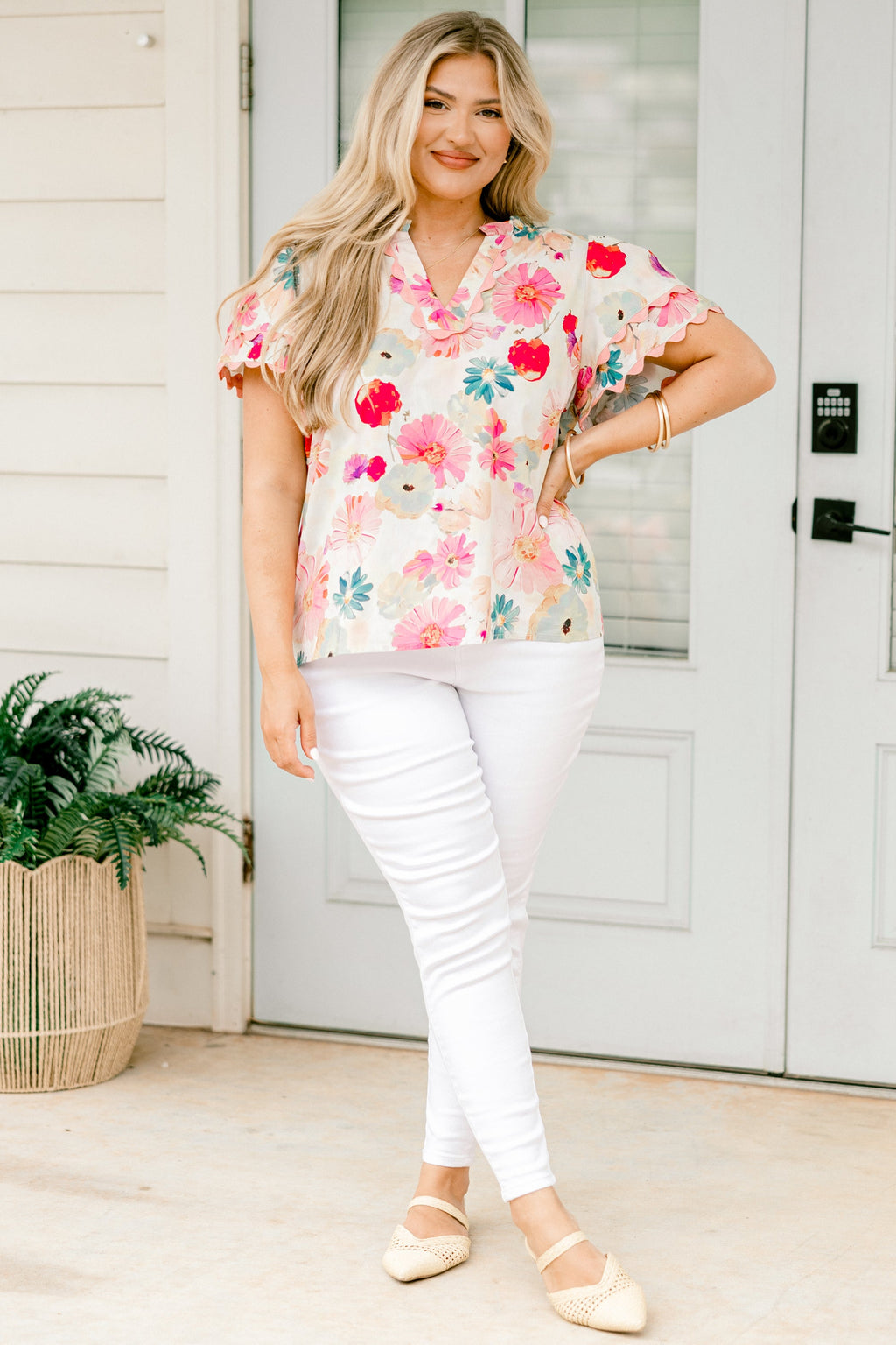 Setting The Scene Top, Ivory Multi
