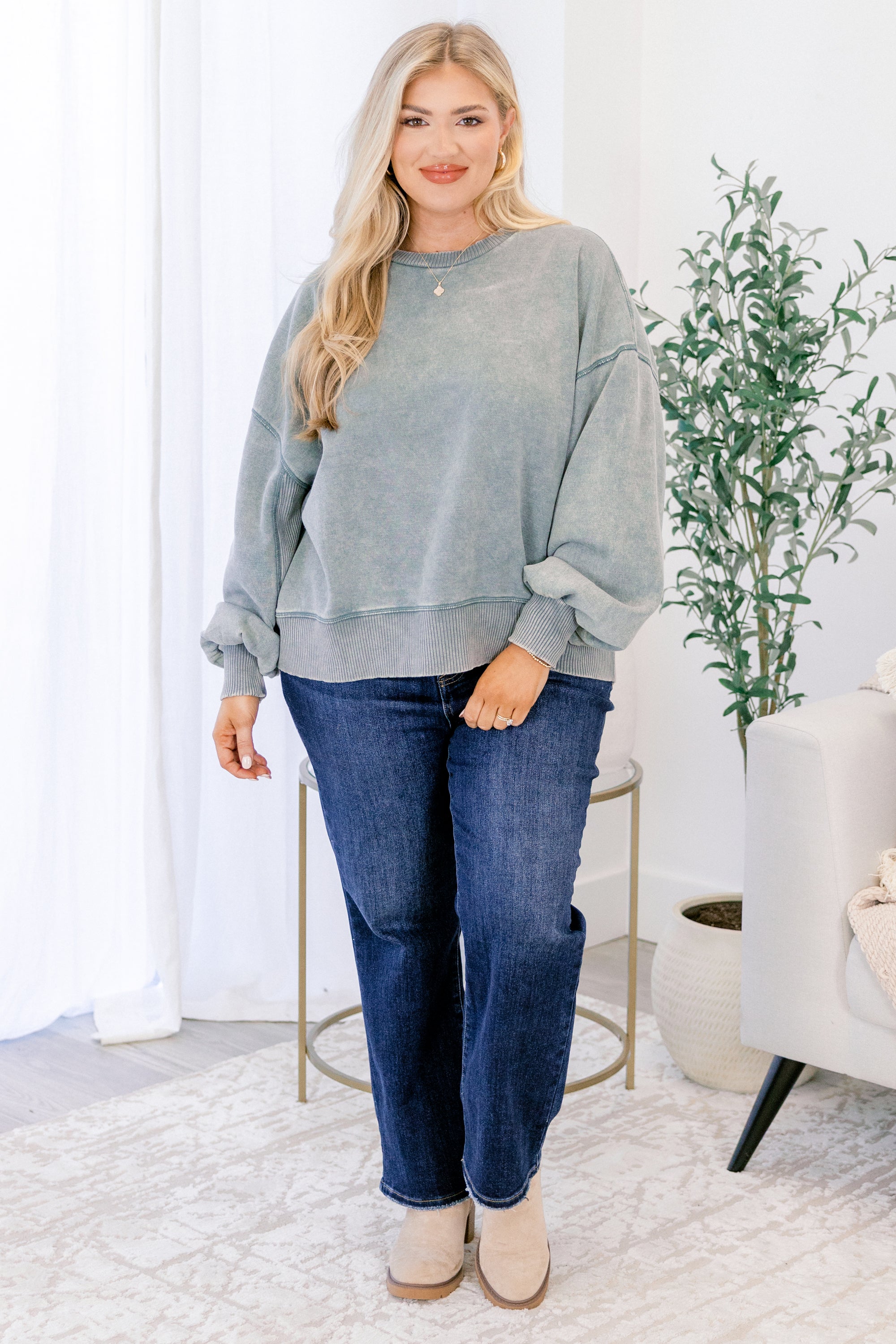 She Got Away Pullover, Ash Jade