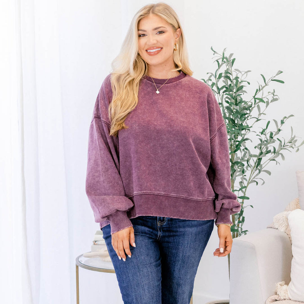 She Got Away Pullover, Eggplant