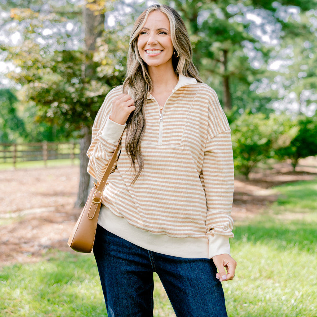 She's An Academic Pullover, Brown-Cream