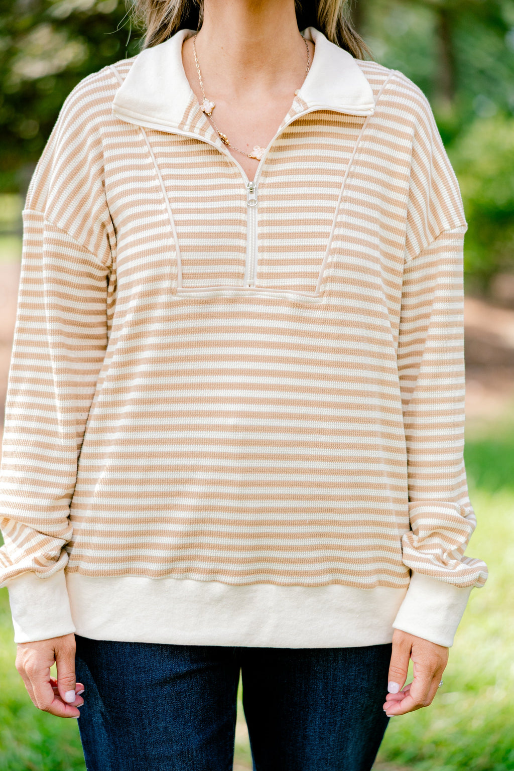 She's An Academic Pullover, Brown-Cream