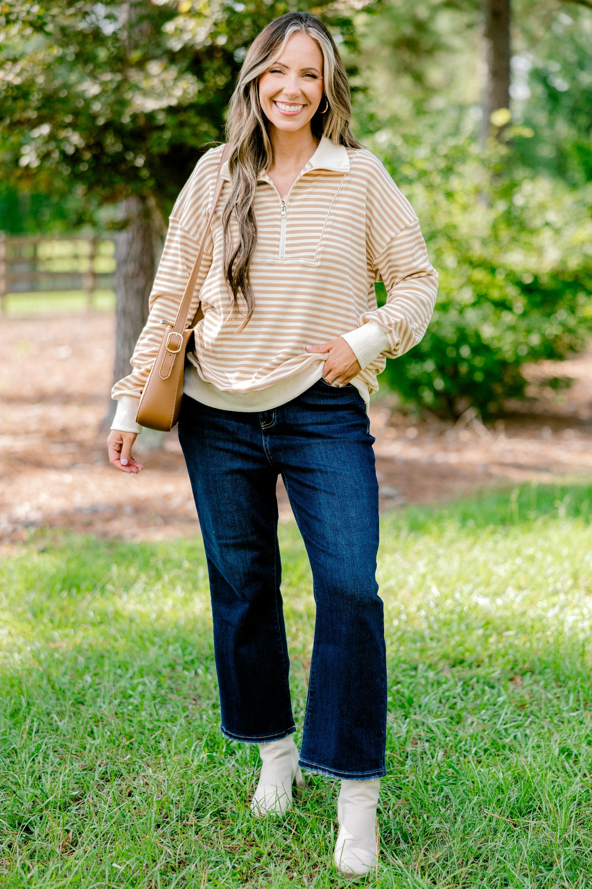 She's An Academic Pullover, Brown-Cream