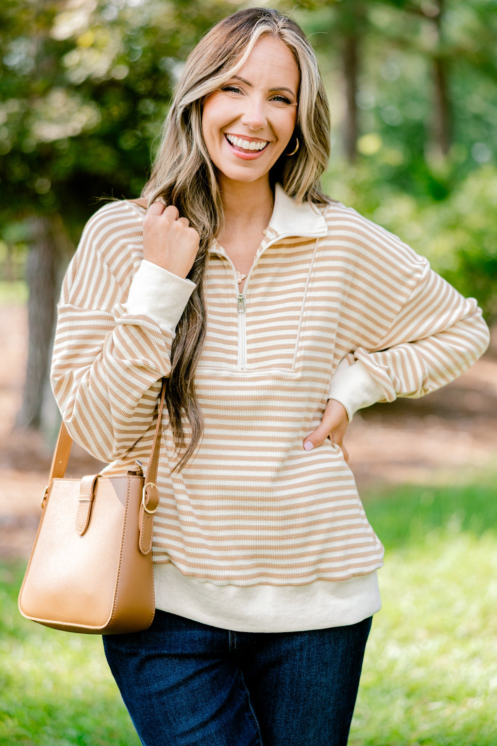 She's An Academic Pullover, Brown-Cream