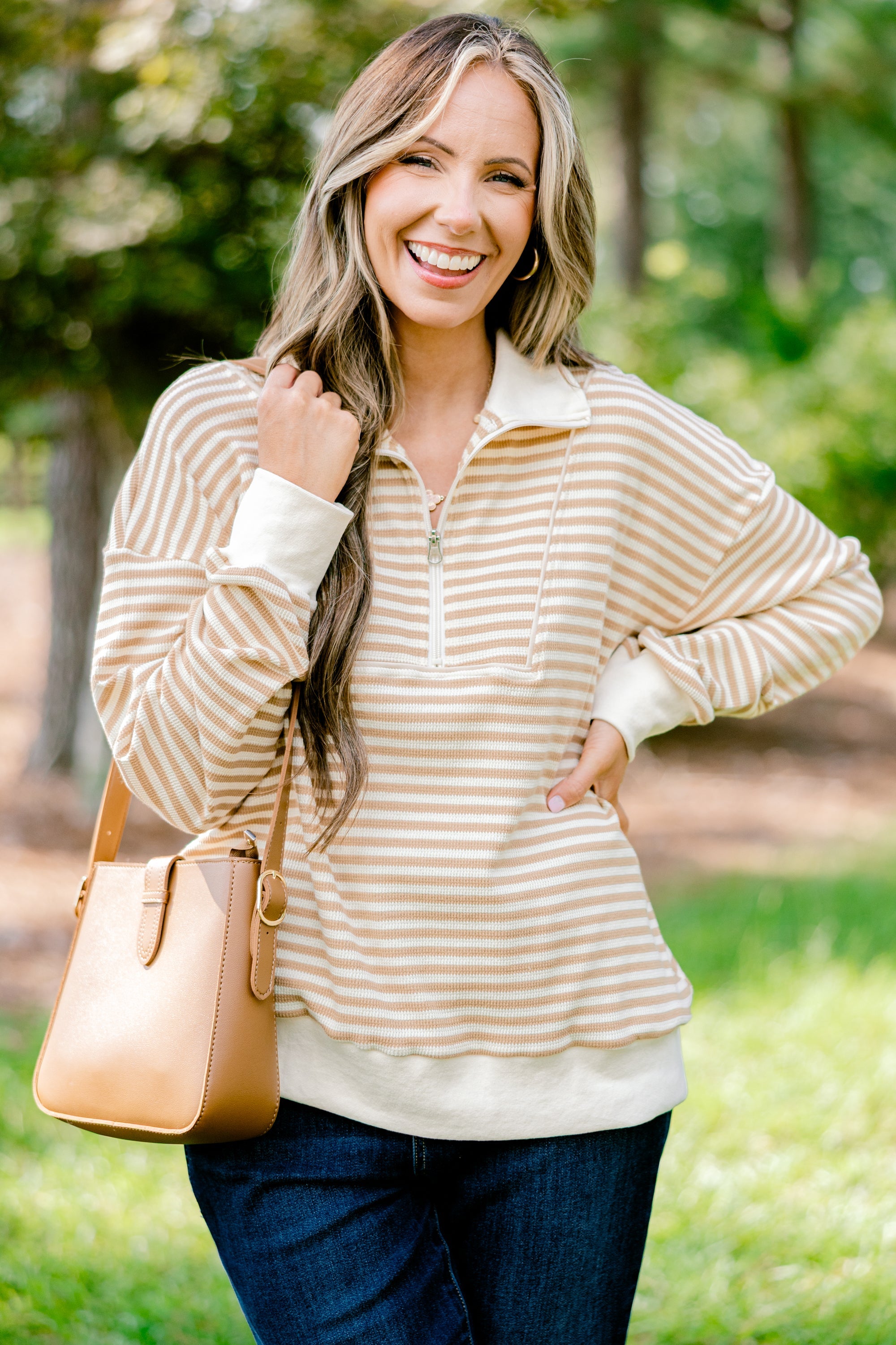 She's An Academic Pullover, Brown-Cream