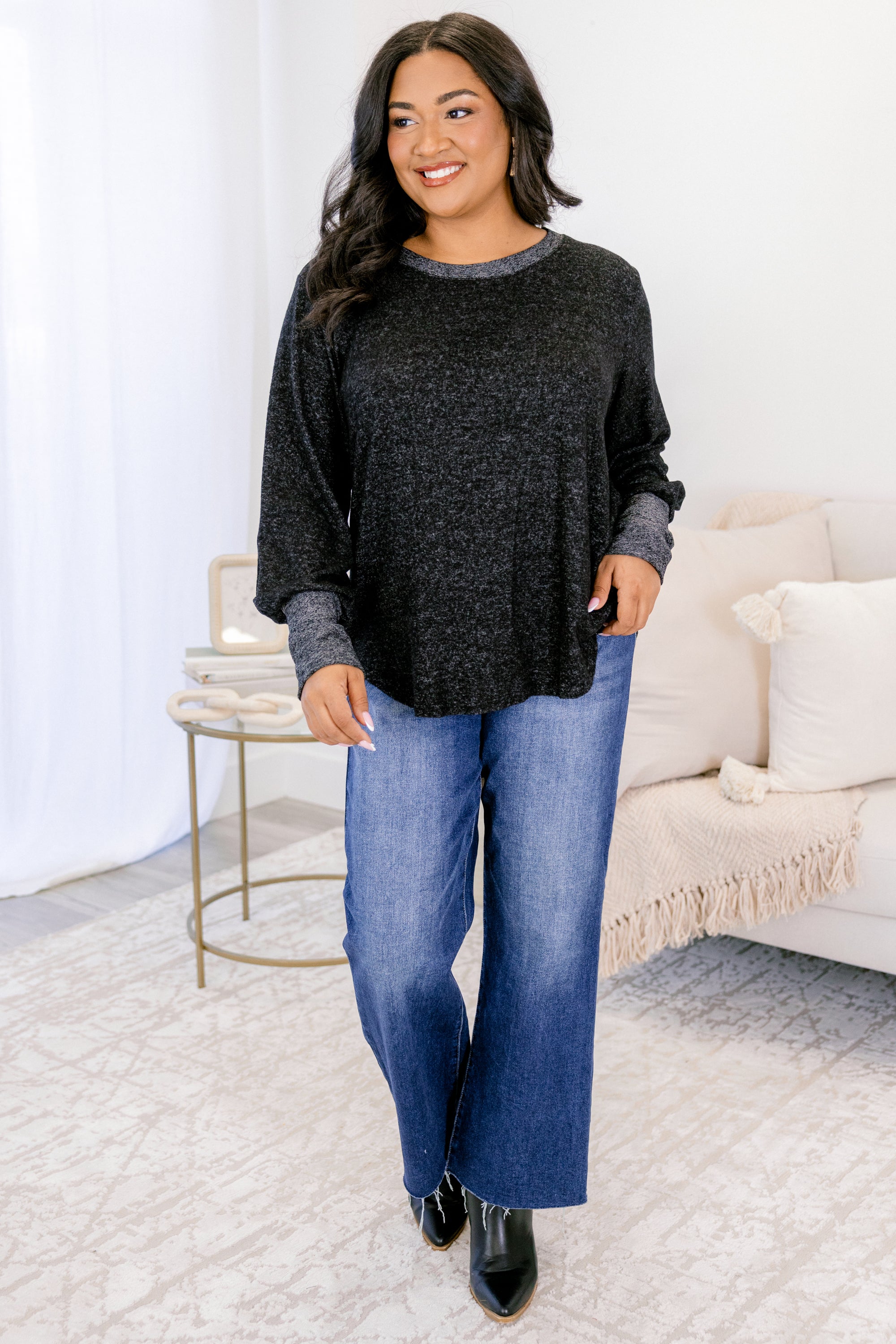 Shining Memories Top, Heather Black