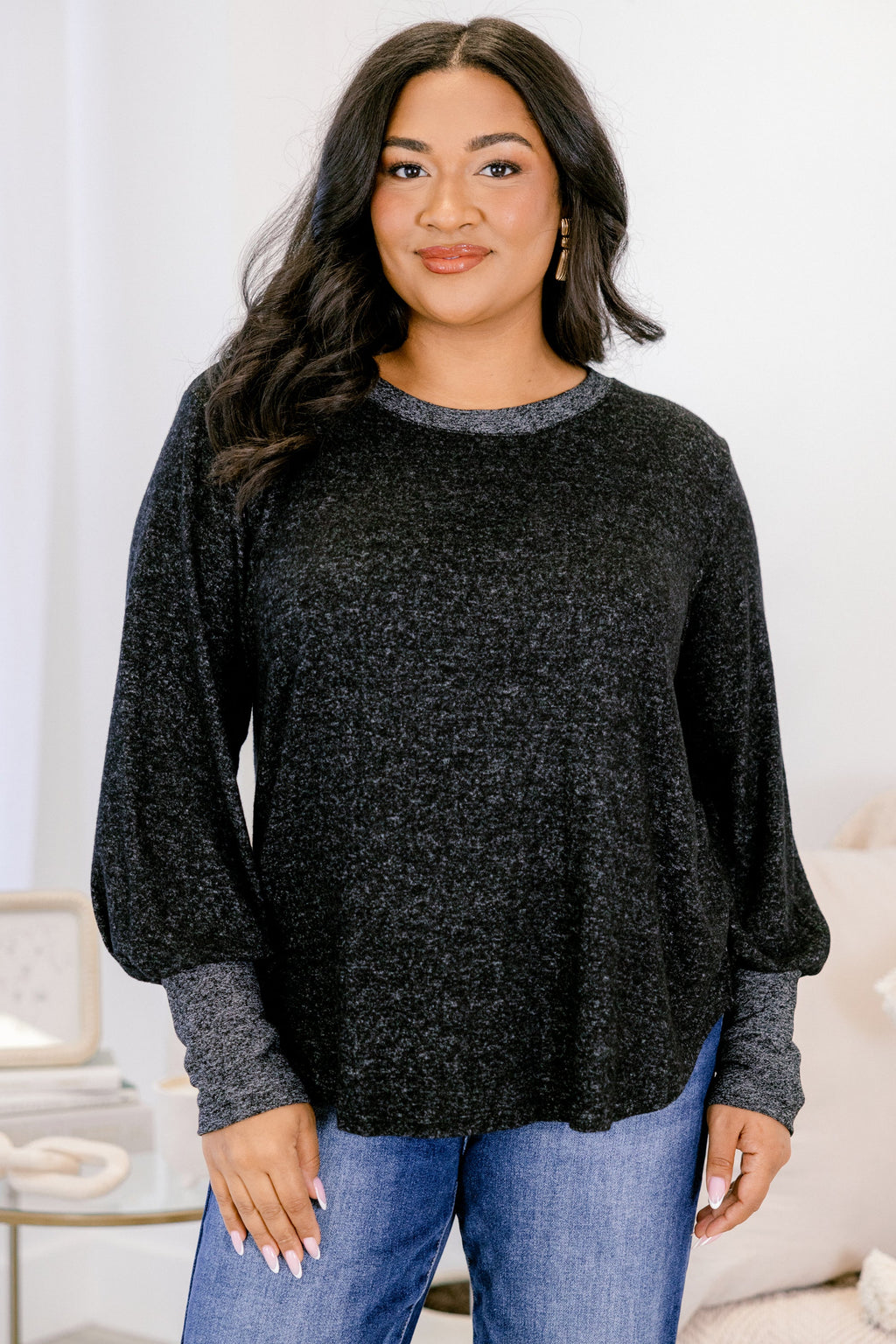Shining Memories Top, Heather Black