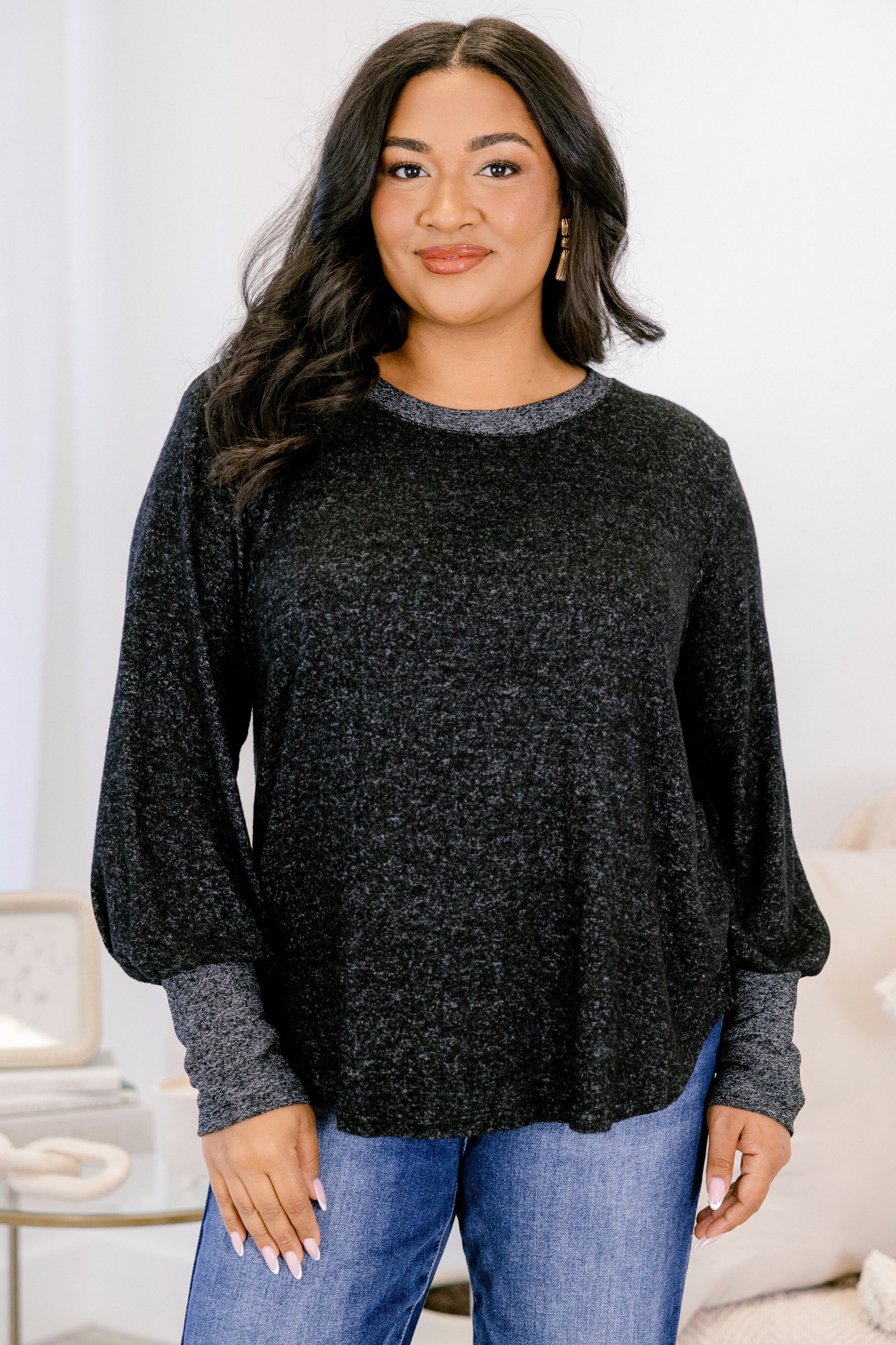 Shining Memories Top, Heather Black