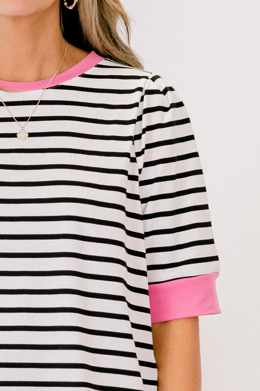 Signature Stripes Top, Black-Pink