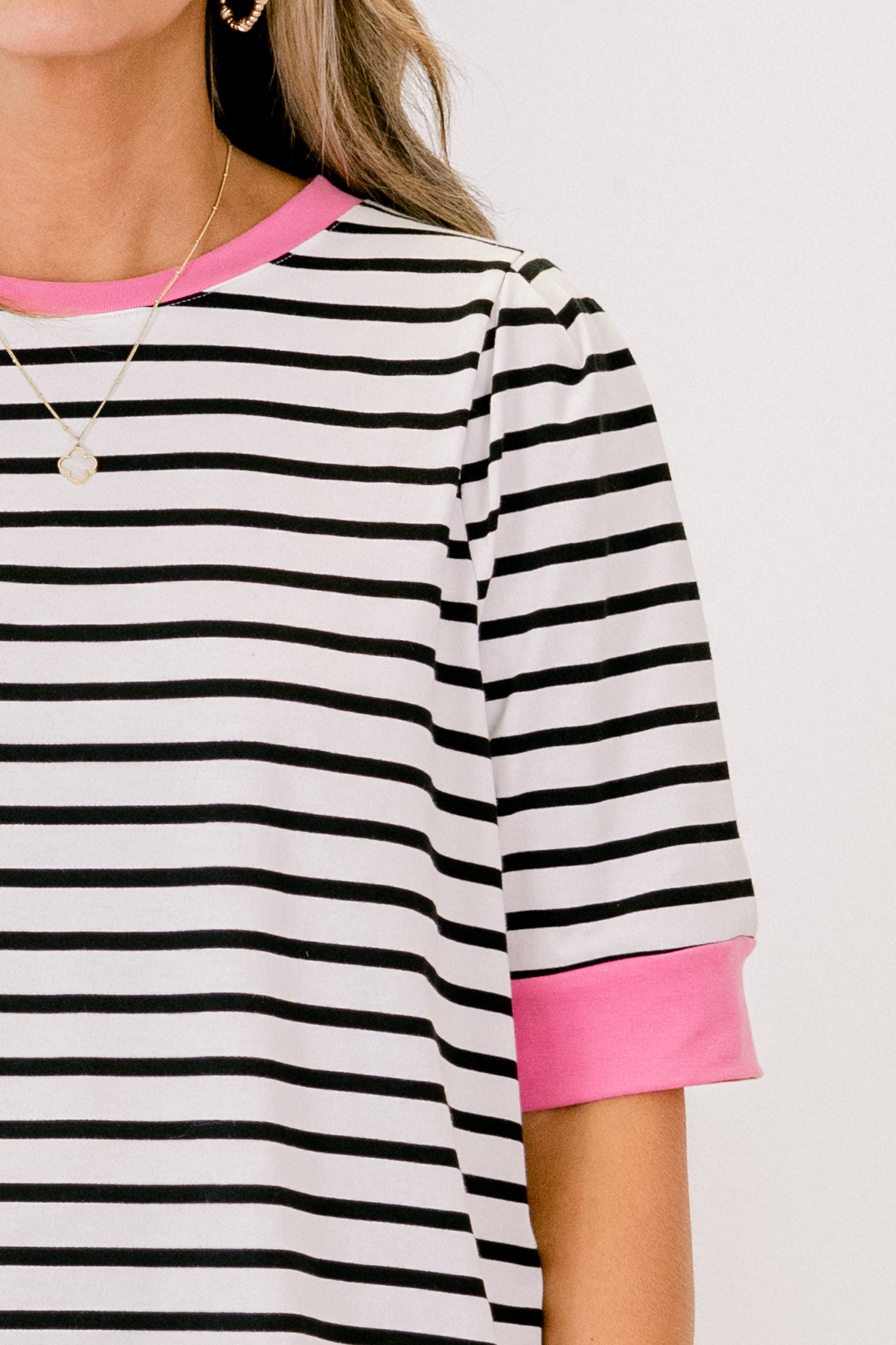 Signature Stripes Top, Black-Pink