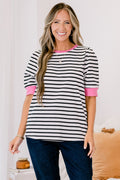 Signature Stripes Top, Black-Pink