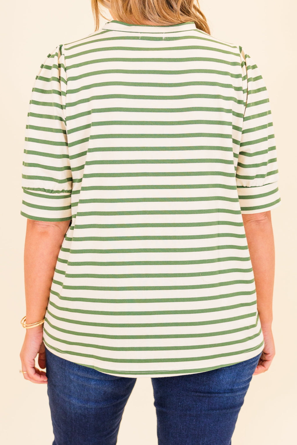 Signature Stripes Top, Green-White