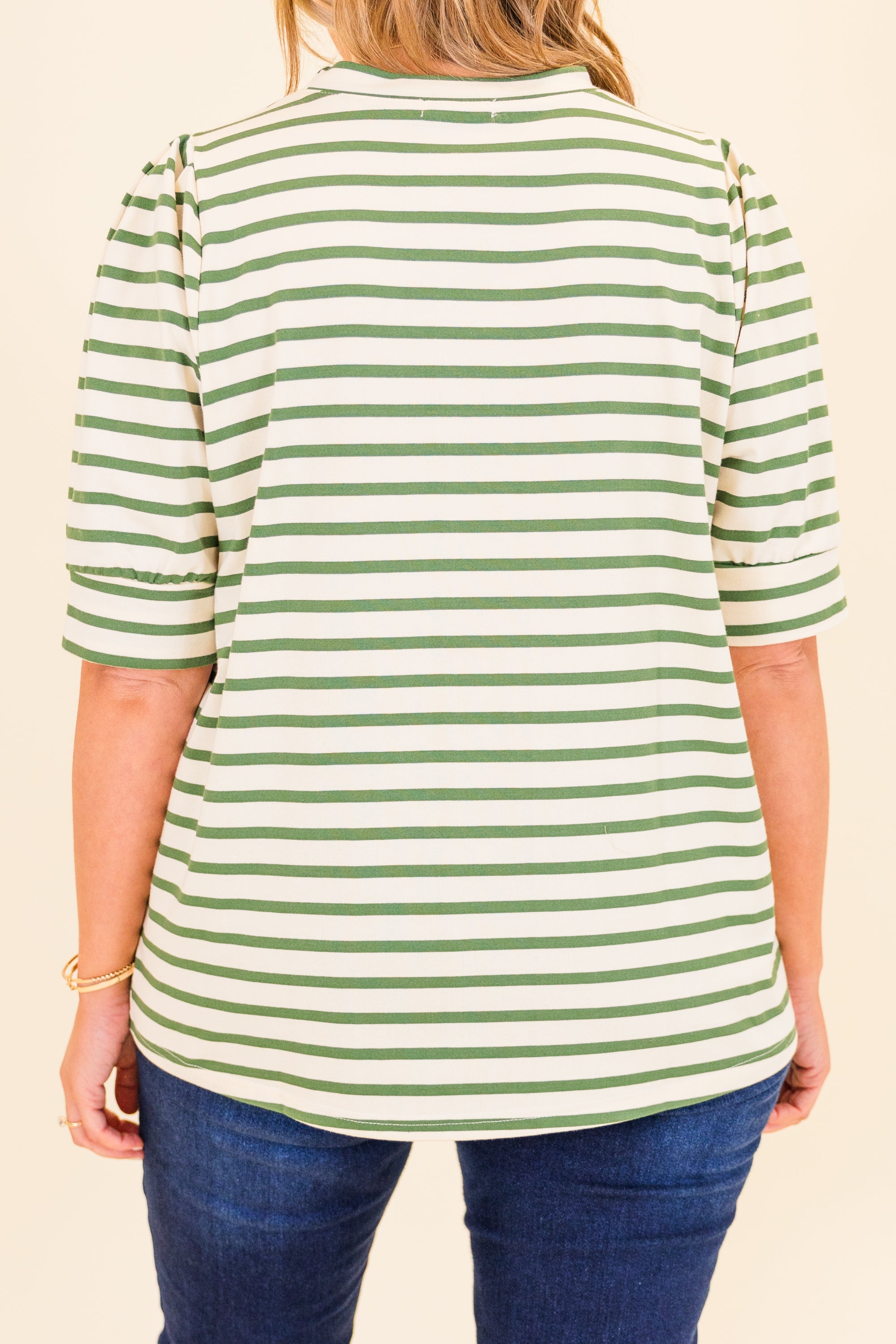 Signature Stripes Top, Green-White