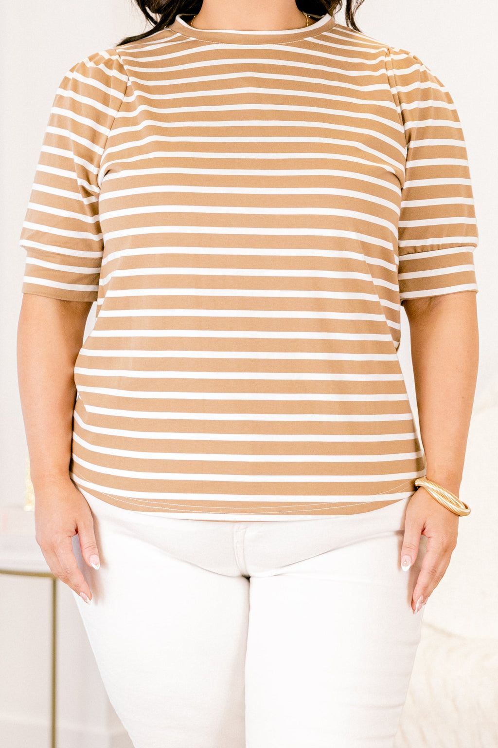 Signature Stripes Top, Mocha