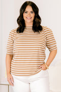 Signature Stripes Top, Mocha