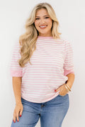 Signature Stripes Top, Pink-White