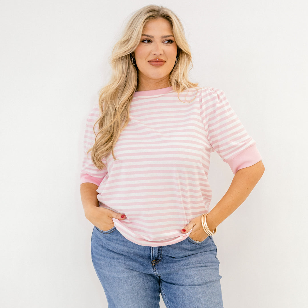 Signature Stripes Top, Pink-White