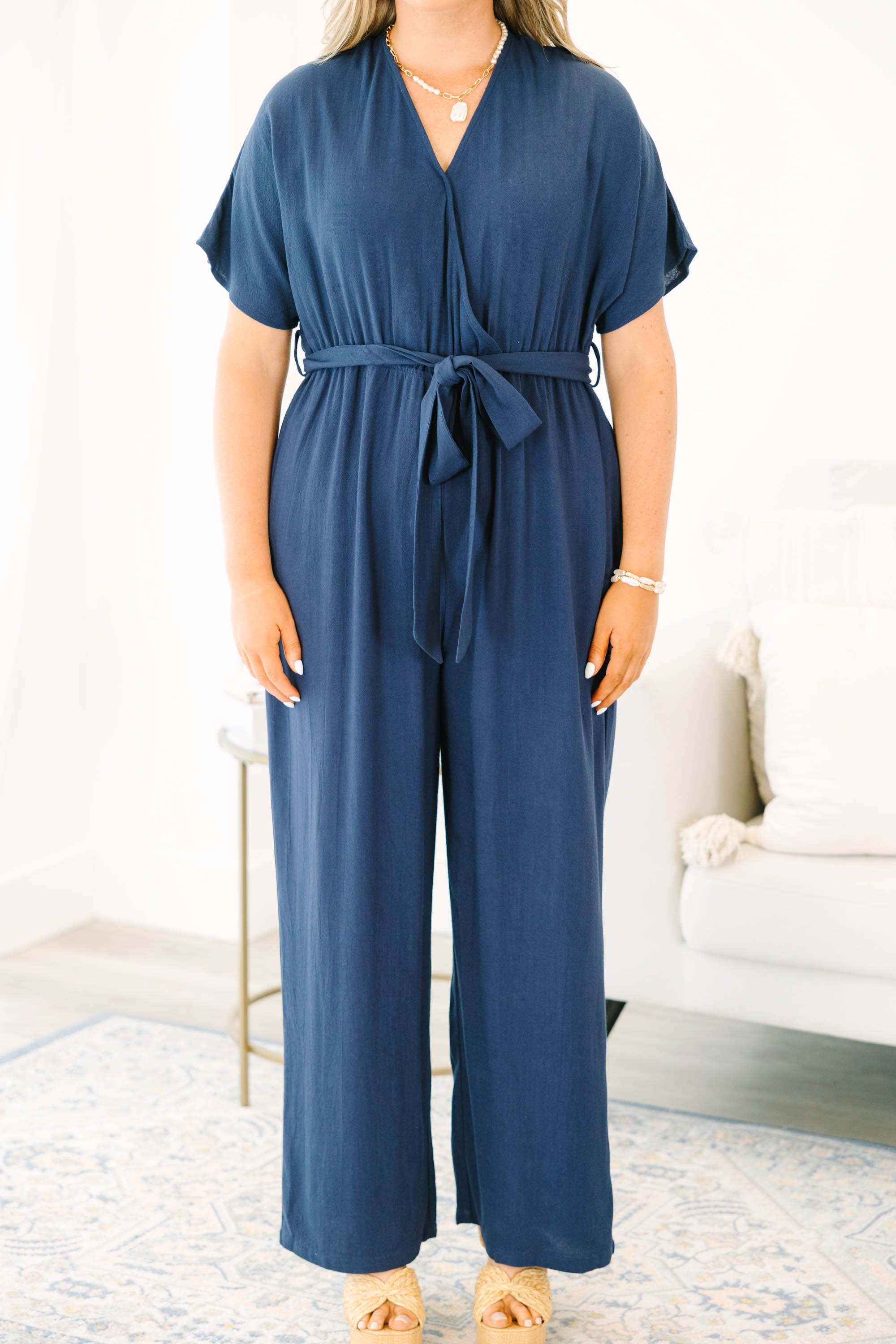 Simply Carried Away Jumpsuit, Navy