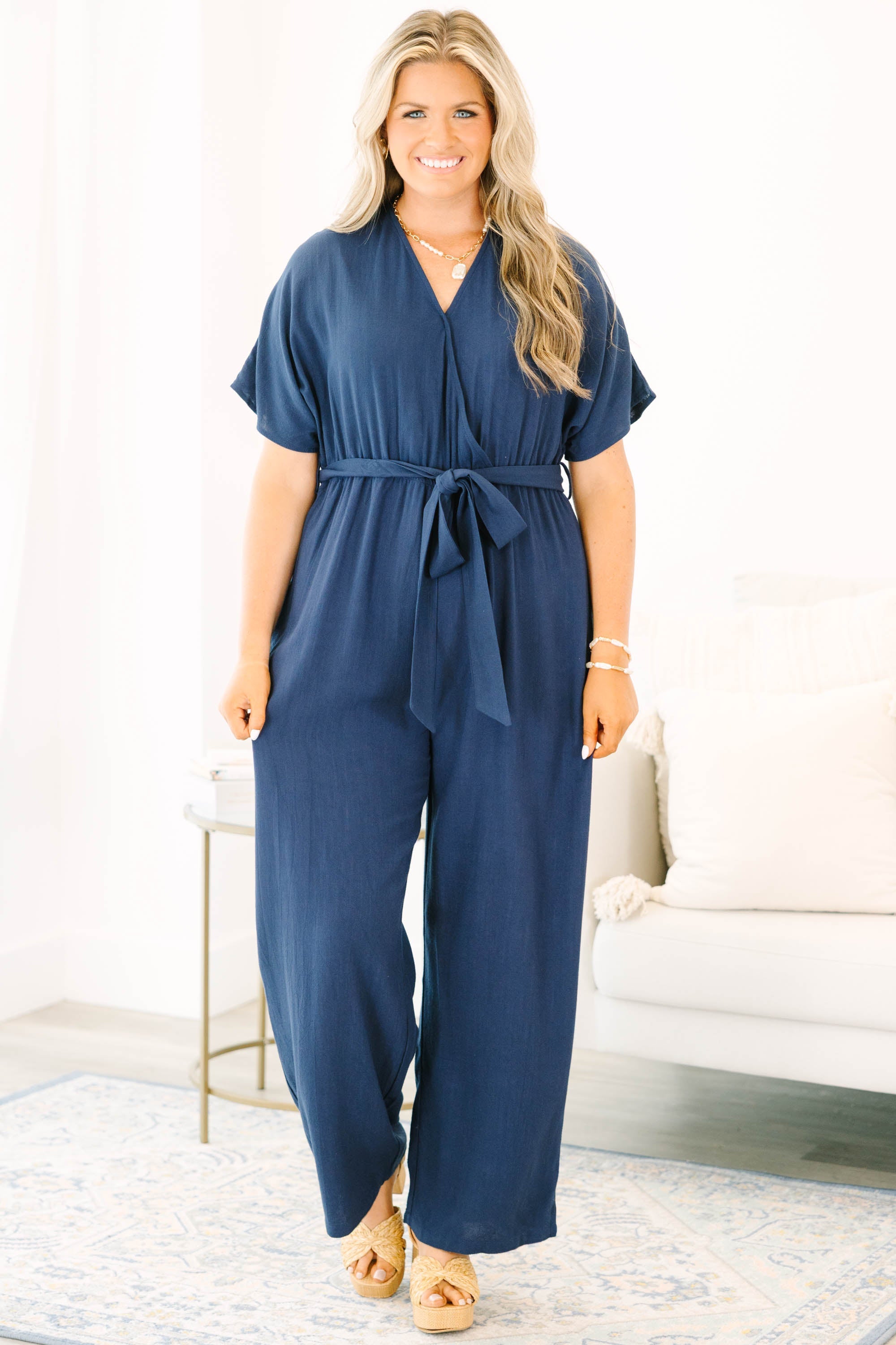 Simply Carried Away Jumpsuit, Navy
