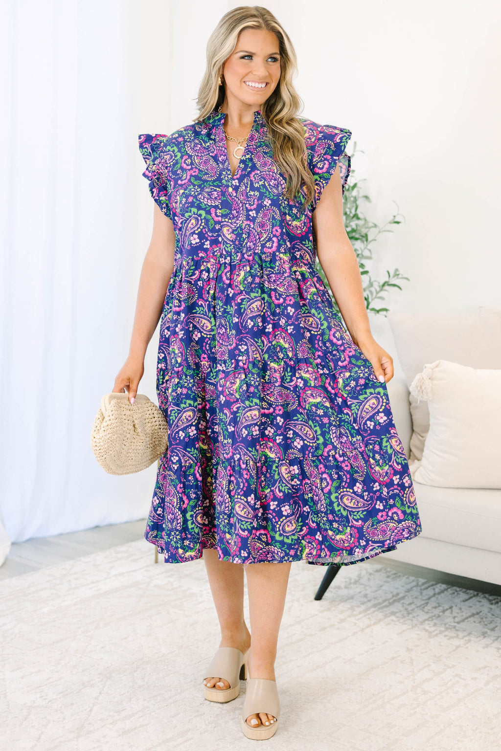 Simply The Vibe Midi Dress, Navy Floral