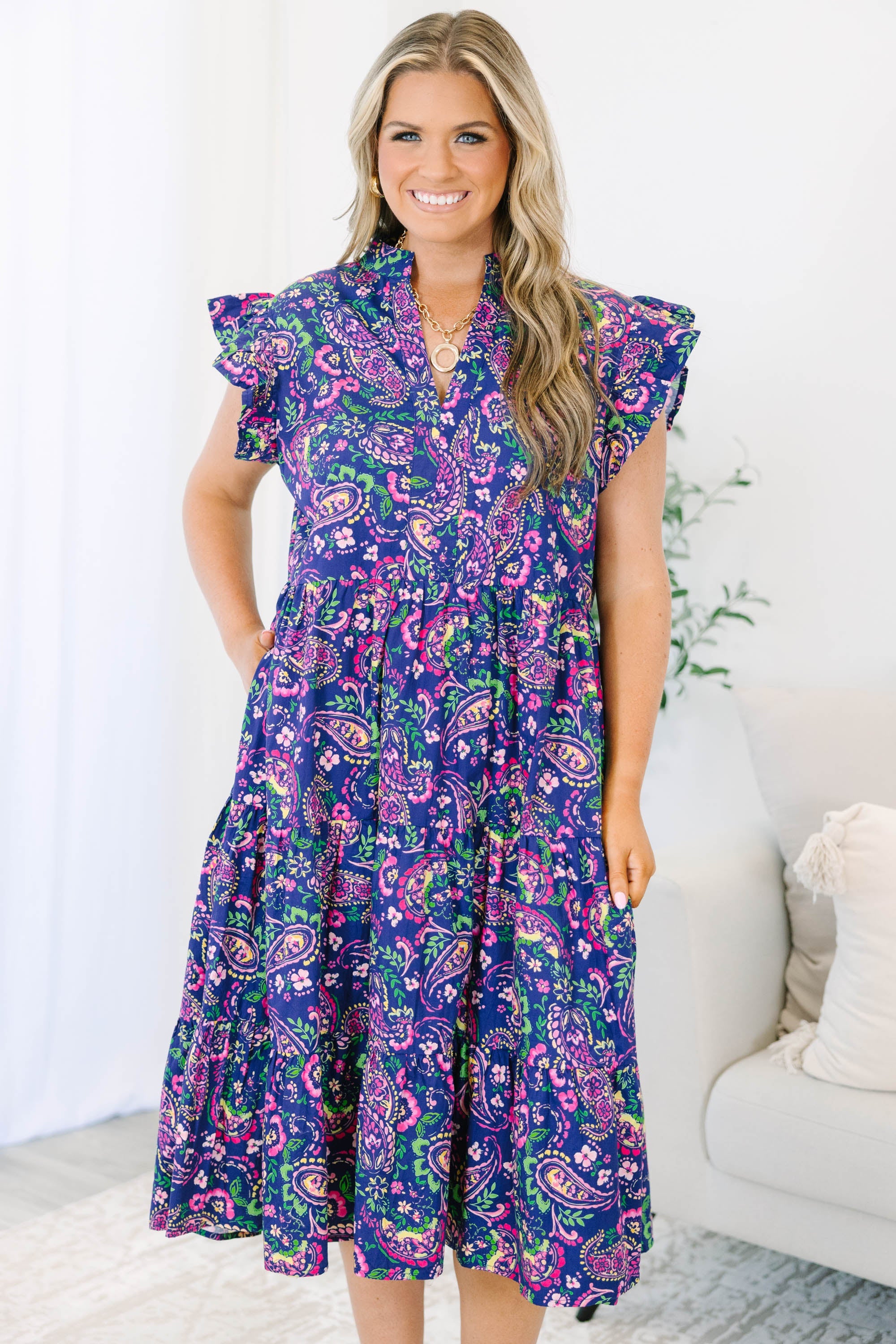Simply The Vibe Midi Dress, Navy Floral