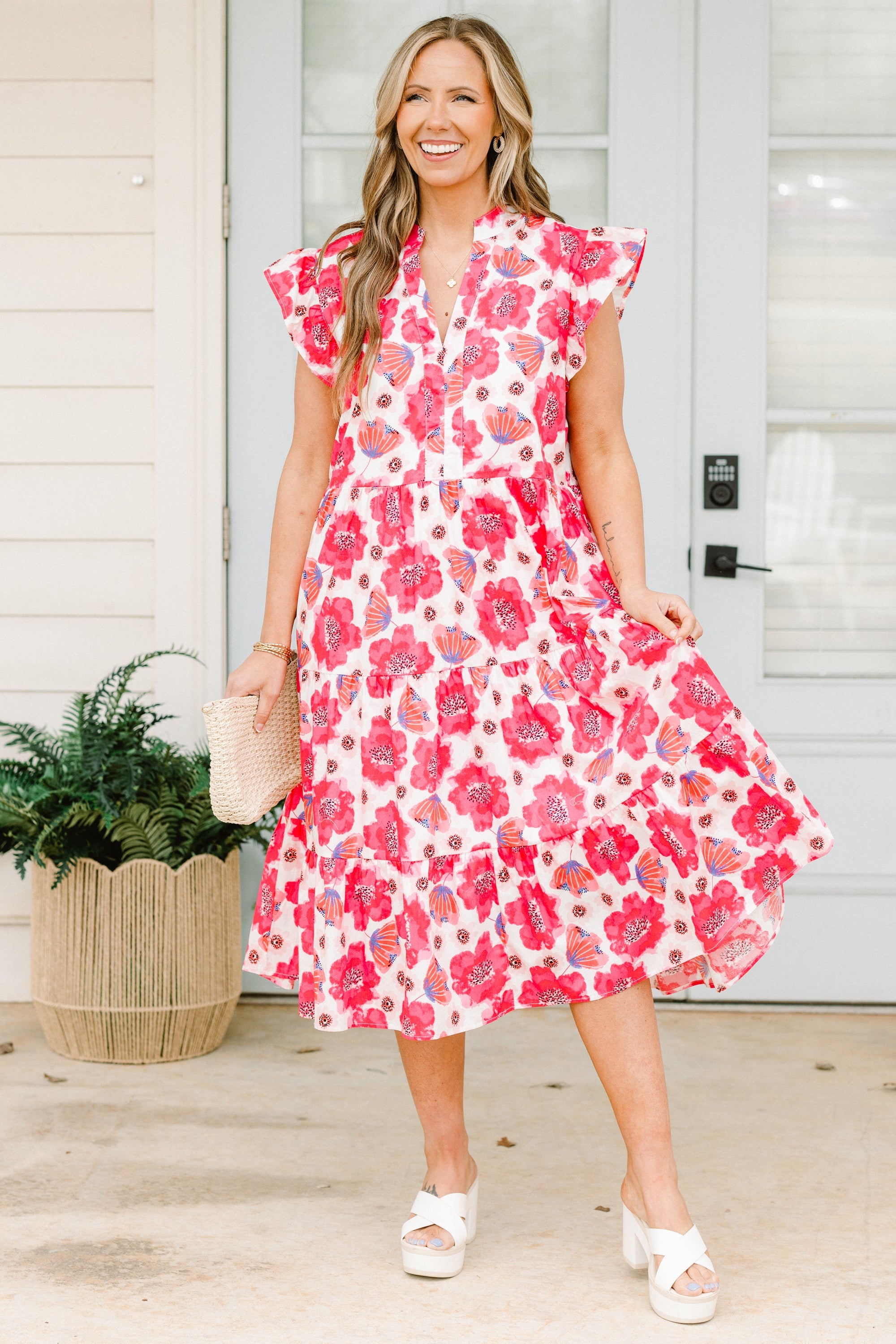 Simply The Vibe Midi Dress, Fuchsia