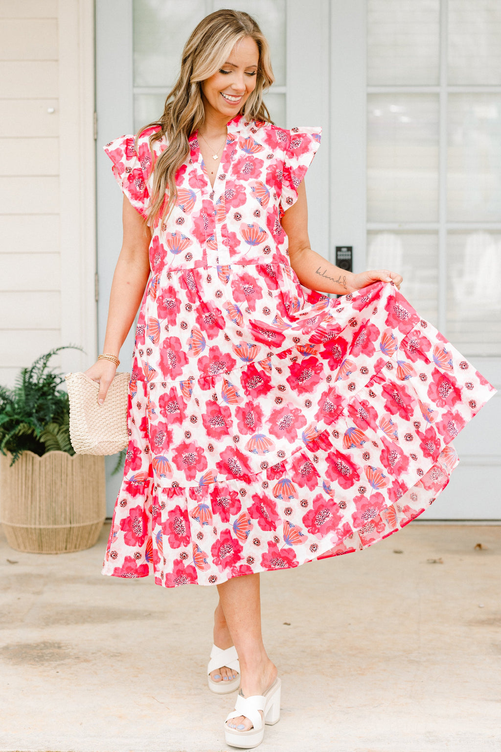 Simply The Vibe Midi Dress, Fuchsia