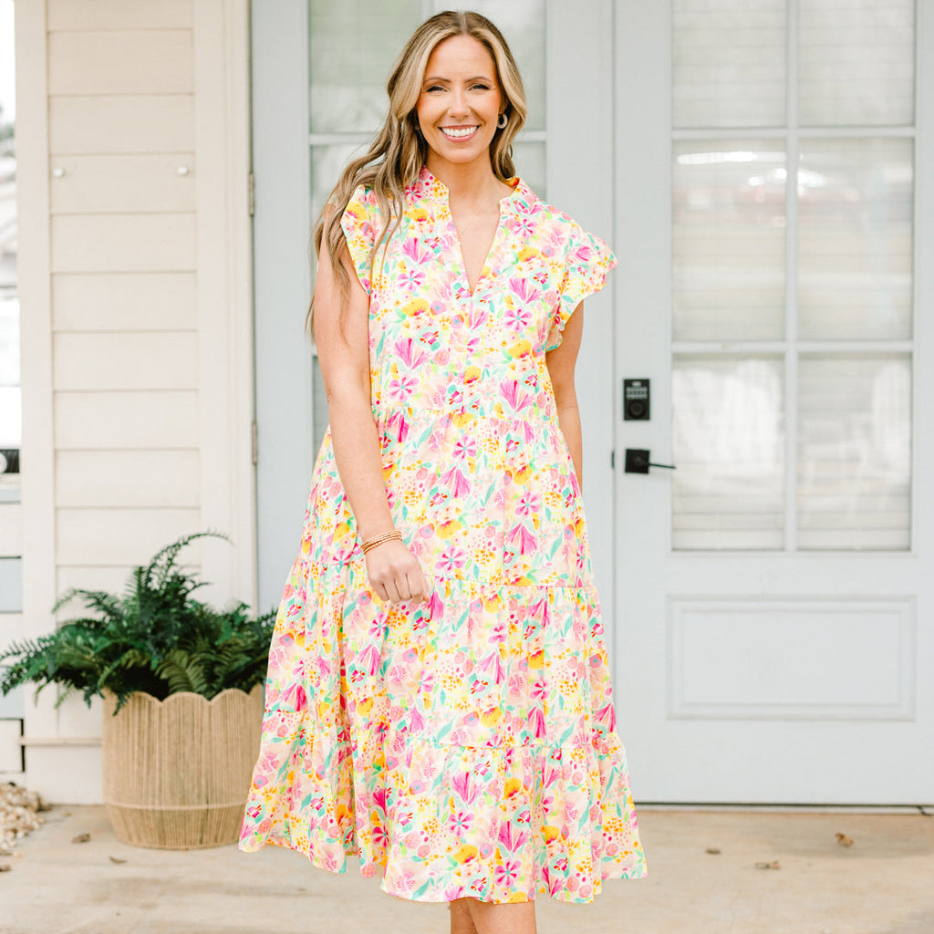 Simply The Vibe Midi Dress, Pink