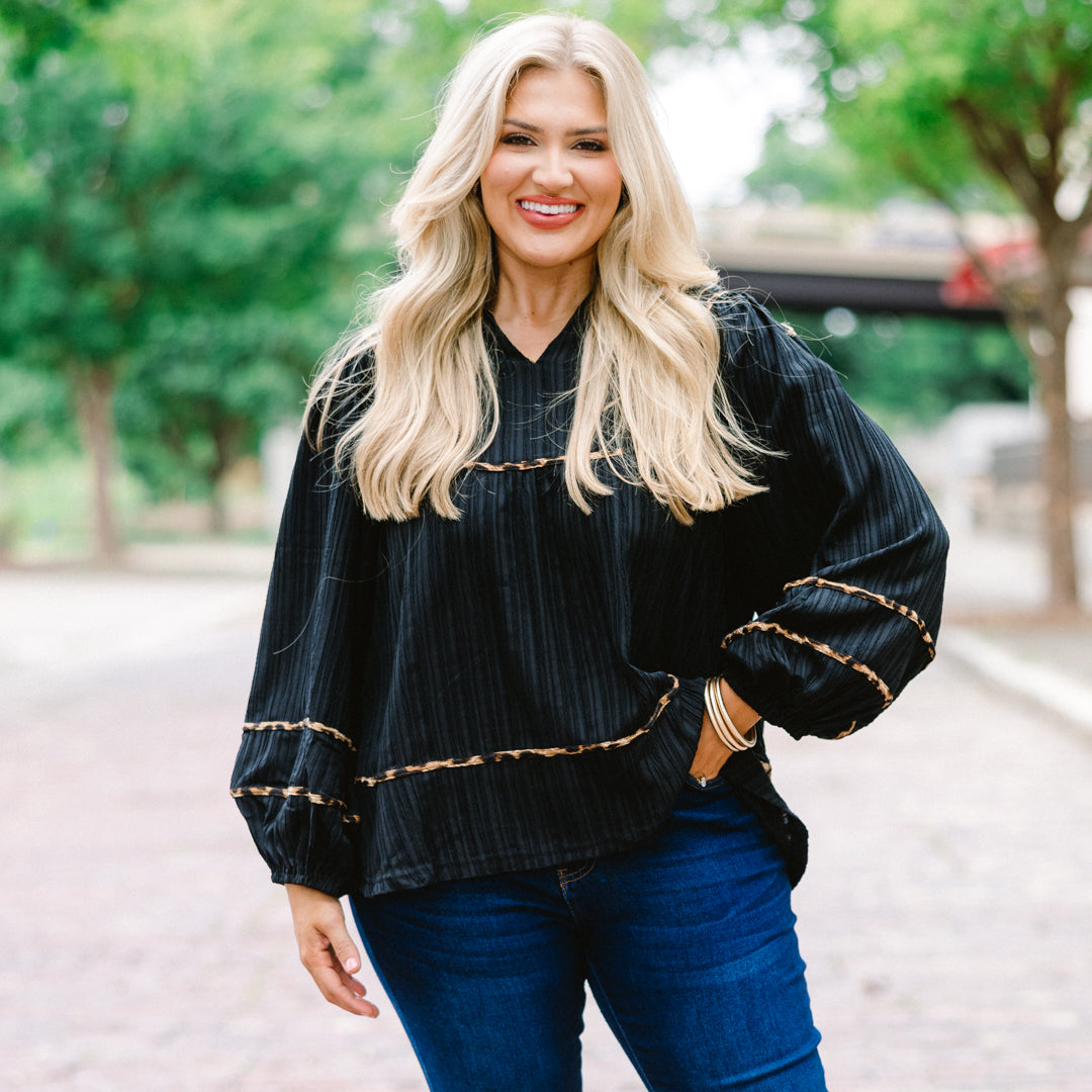 Skip A Beat Top, Black