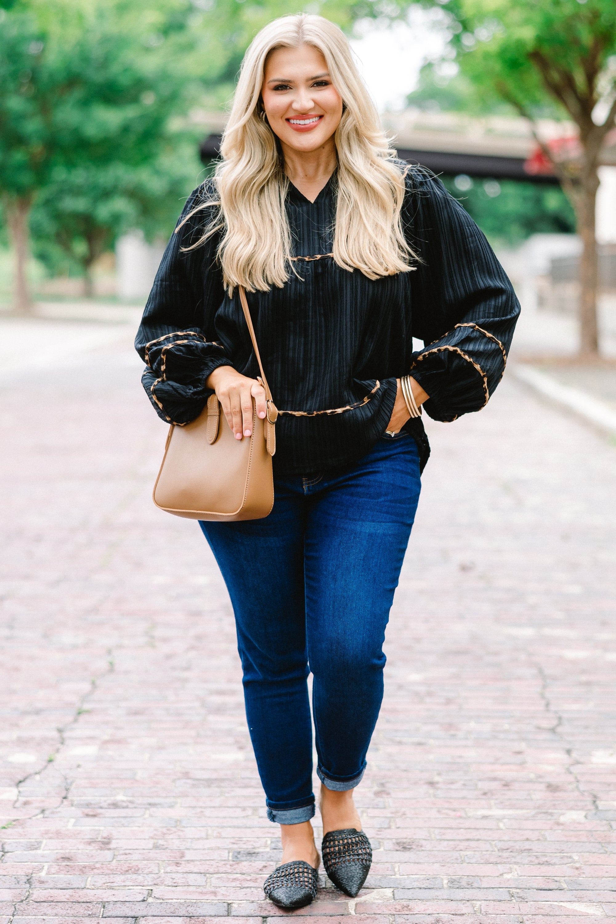 Skip A Beat Top, Black