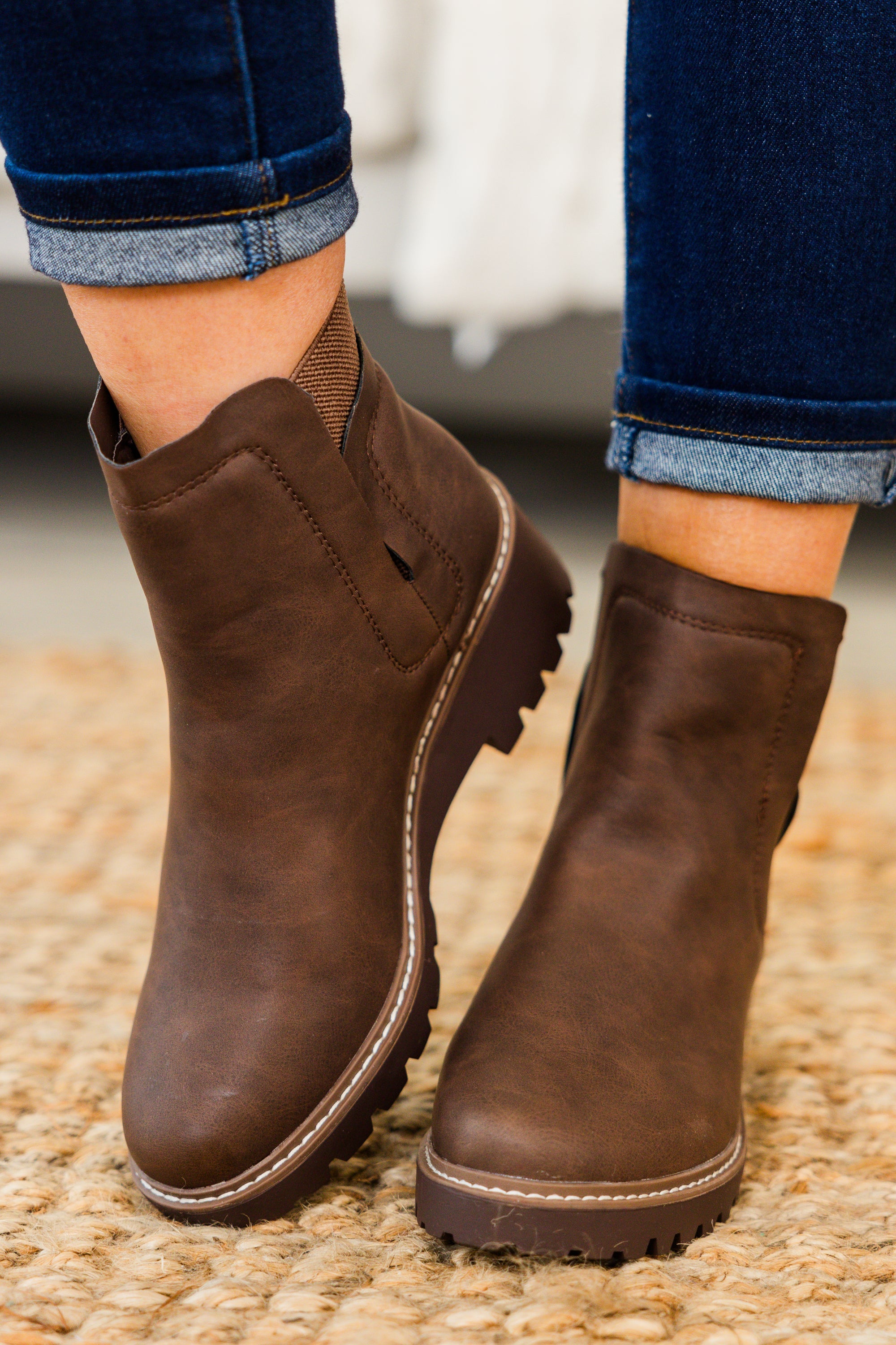 Sleek Street Booties, Brown