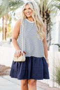 Sleepless Stripes Dress, Navy