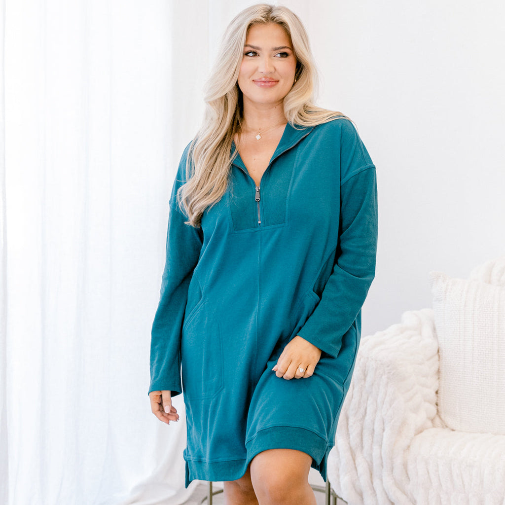 Slow It Down Dress, Dark Teal