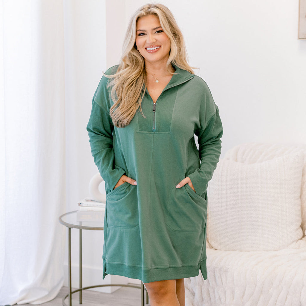 Slow It Down Dress, Dusty Teal