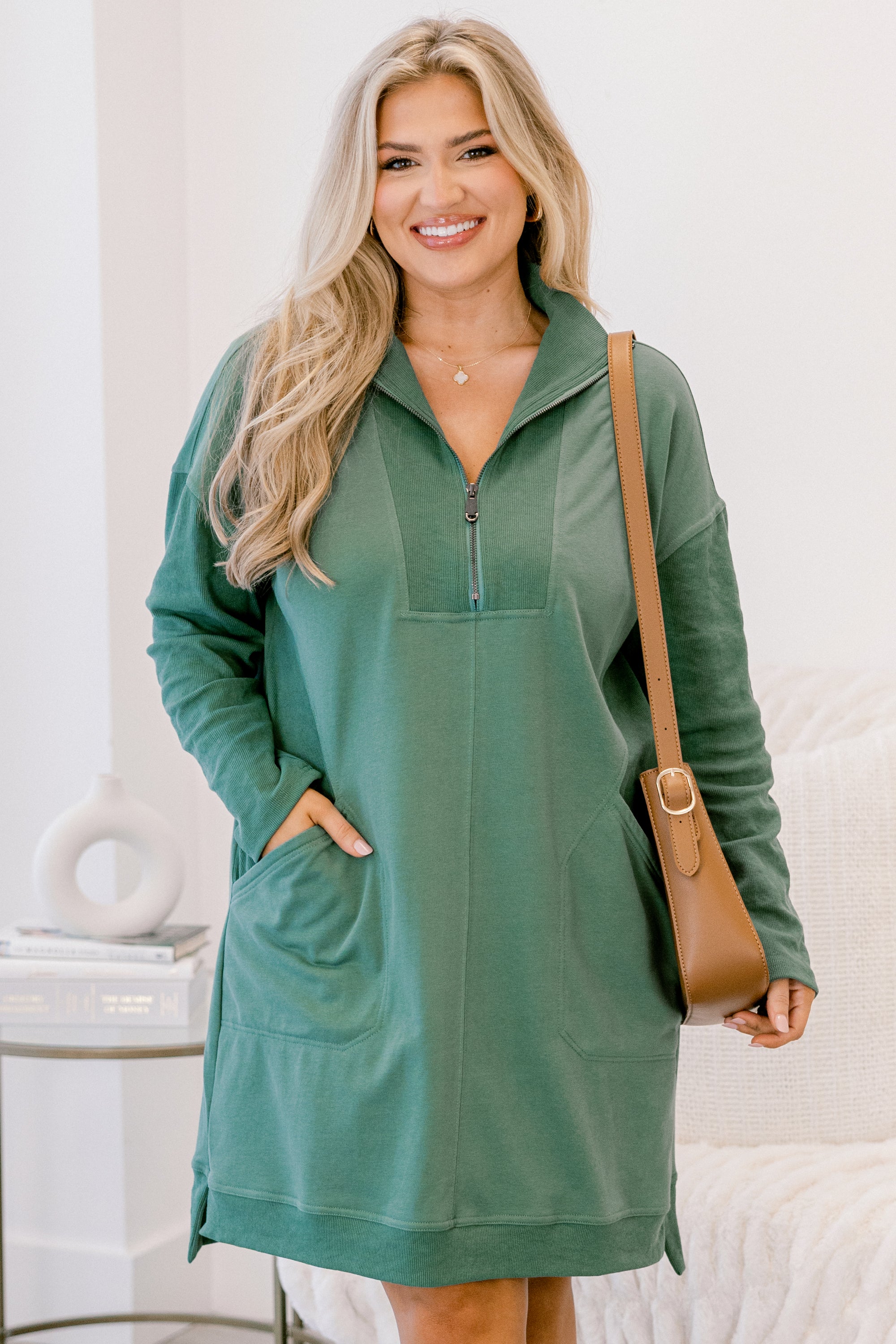 Slow It Down Dress, Dusty Teal