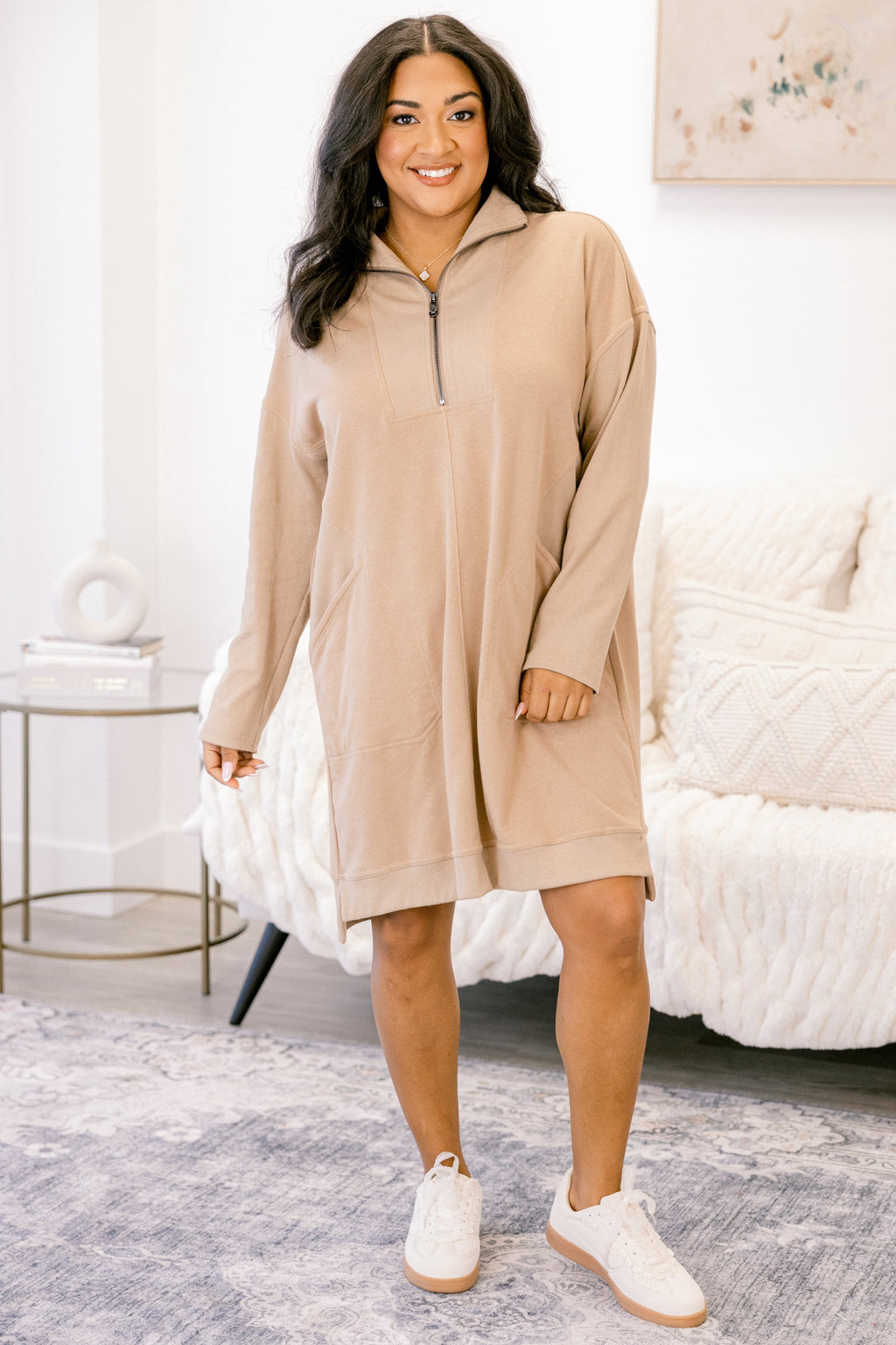 Slow It Down Dress, Light Brown