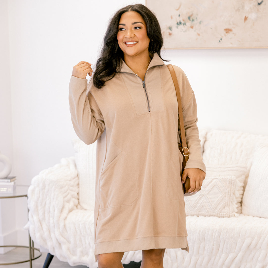 Slow It Down Dress, Light Brown