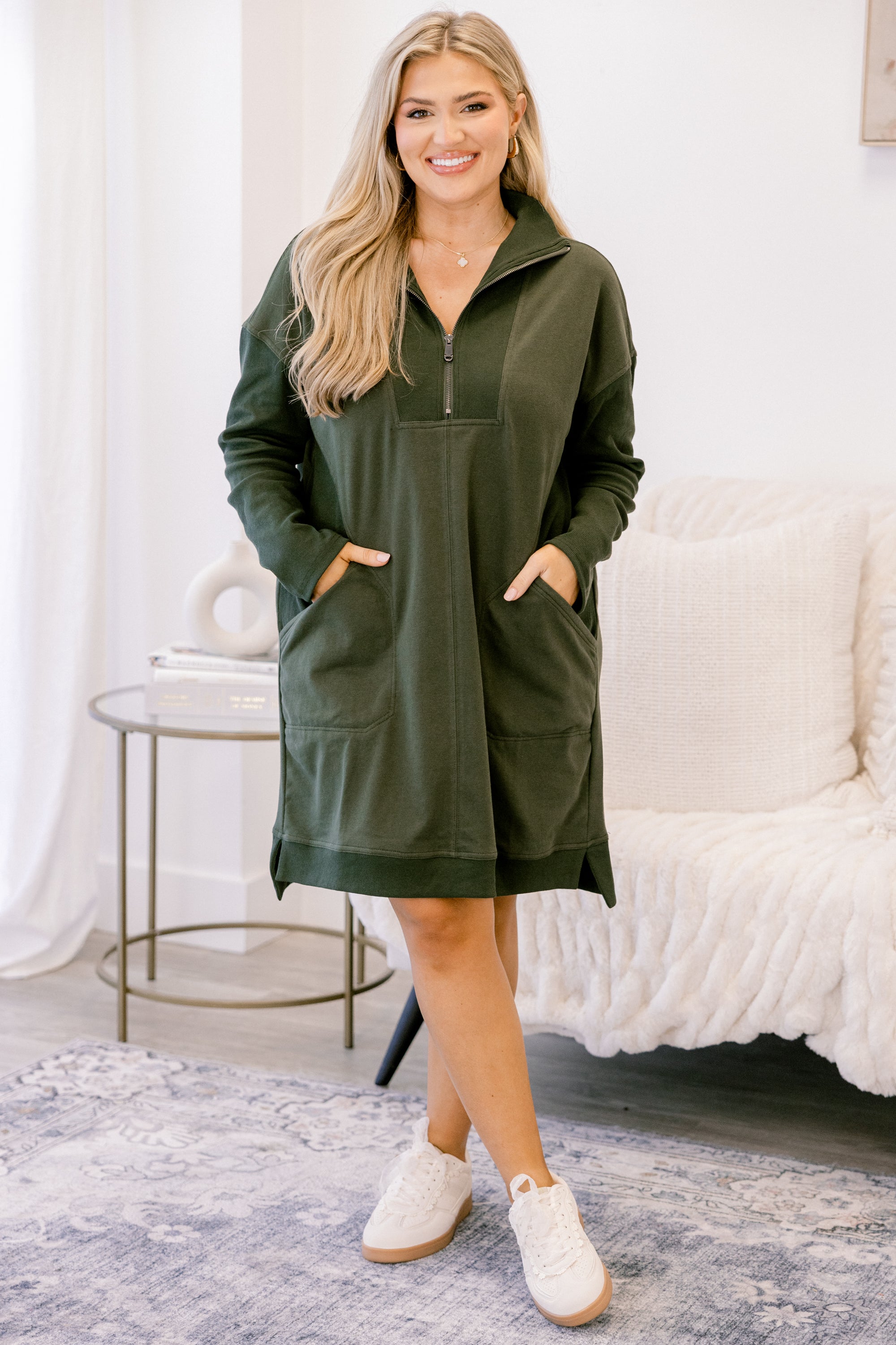 Slow It Down Dress, Olive