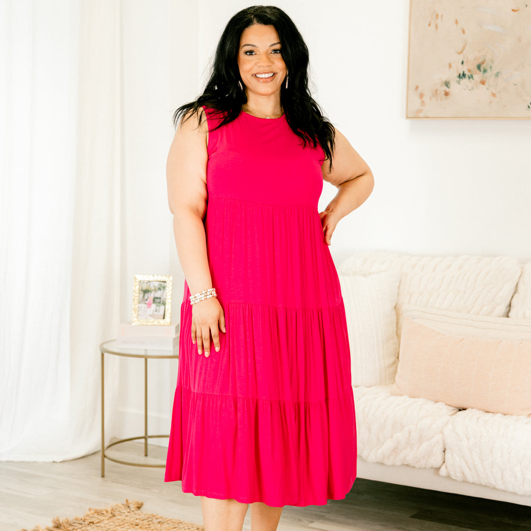 Slowing Down Sunset Dress, Fuchsia