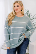Slumber Party Sweater, Sage-White