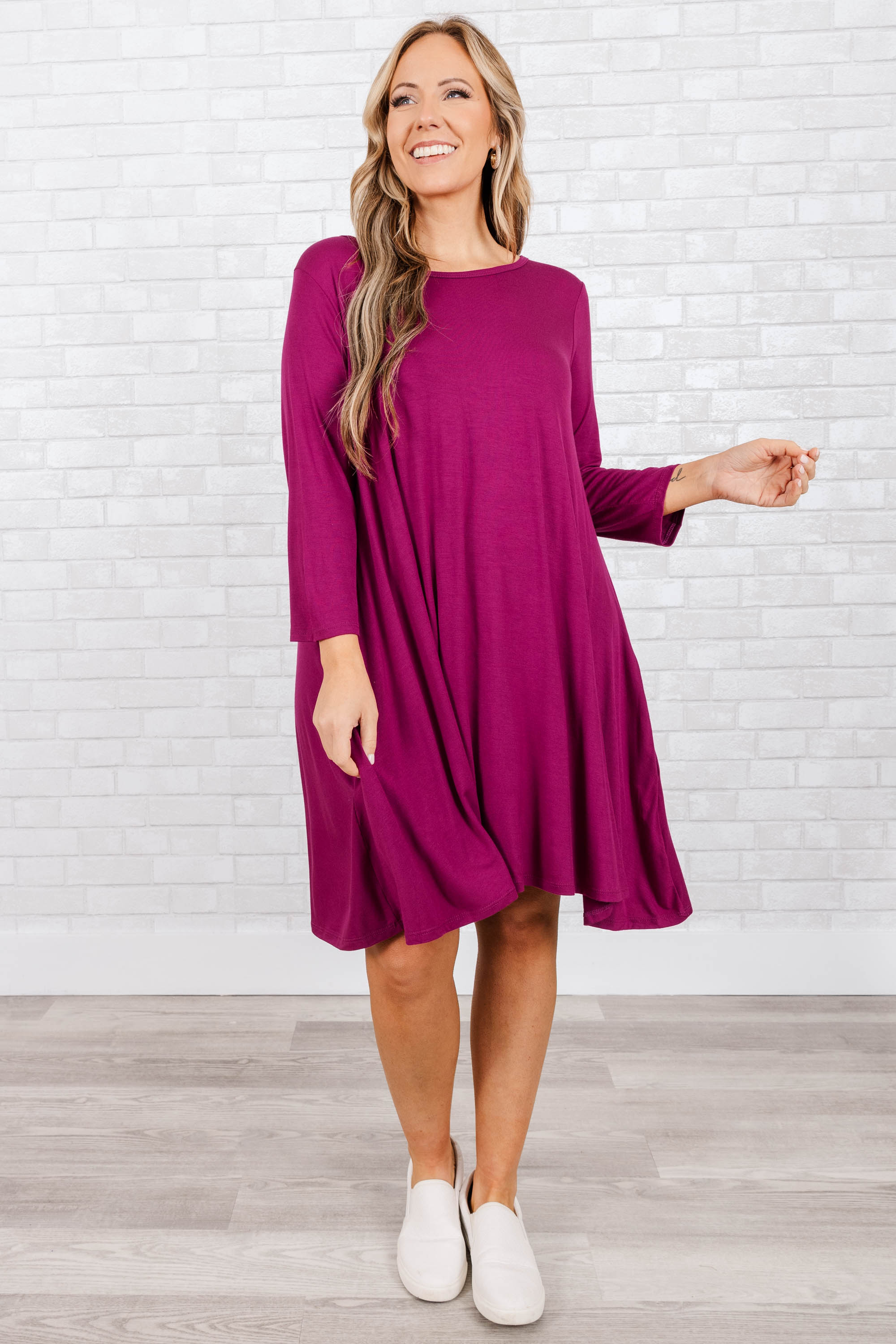 Tell The Talk Dress, Magenta
