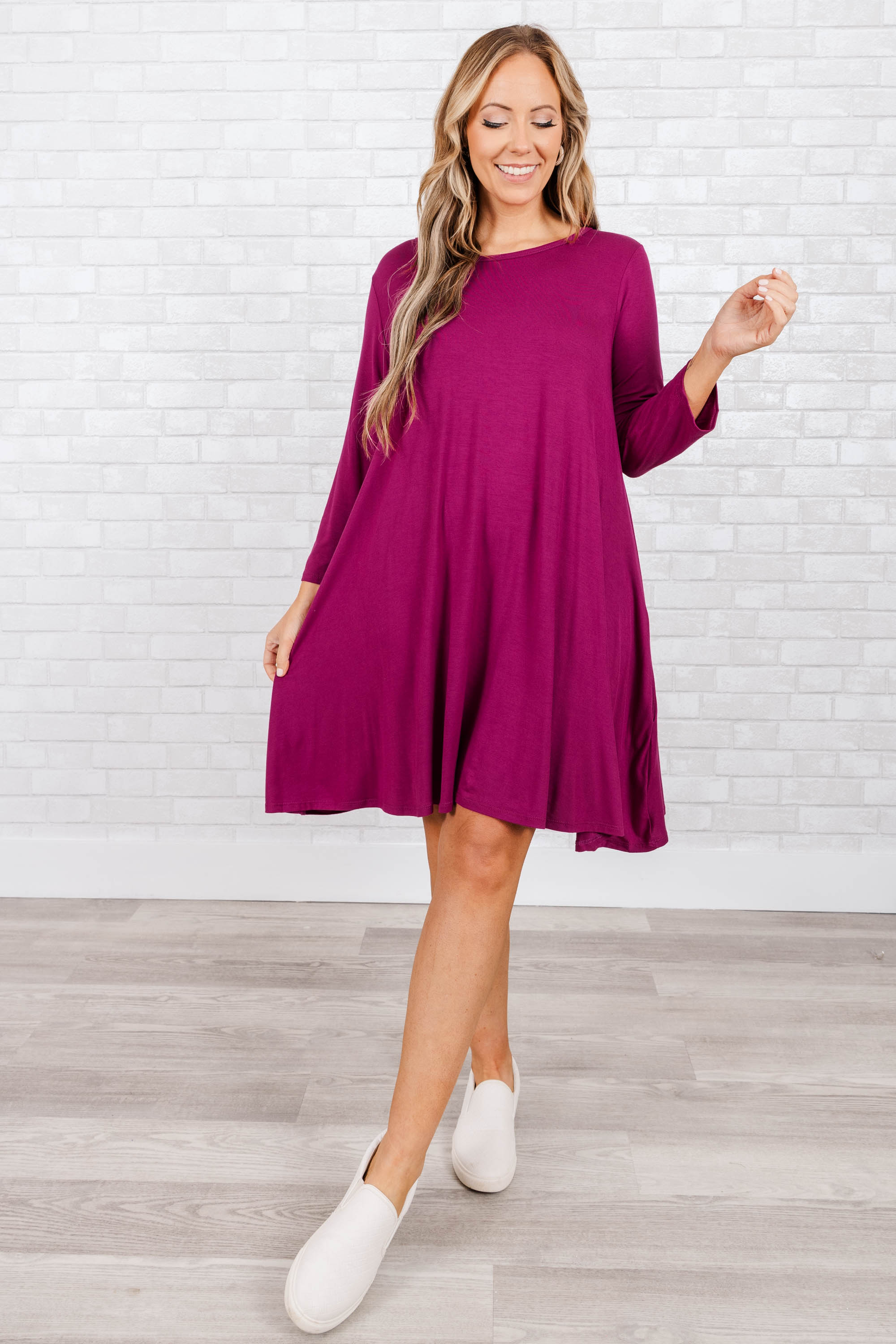 Tell The Talk Dress, Magenta