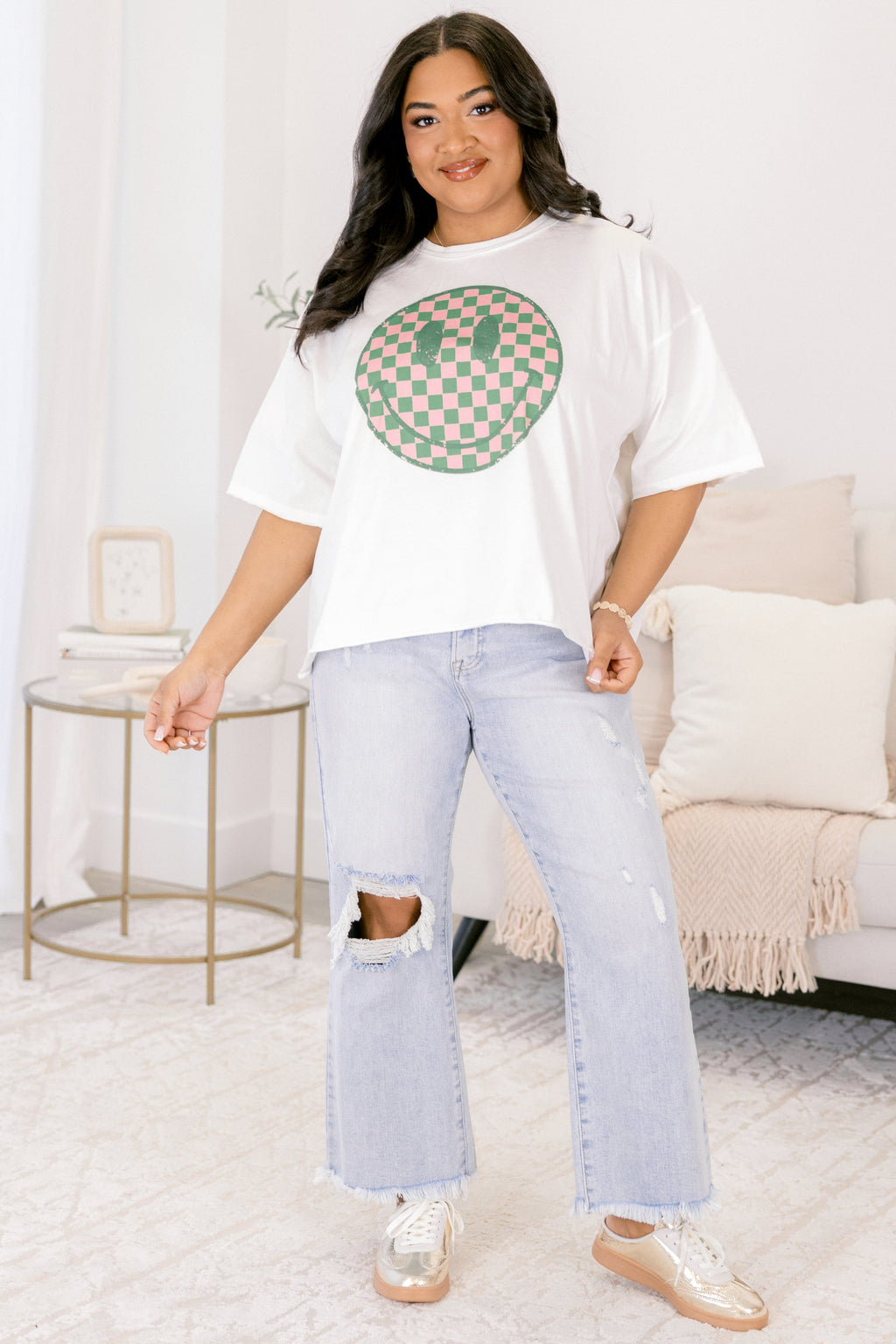 Smiling for Days Vintage Wash Tee, White