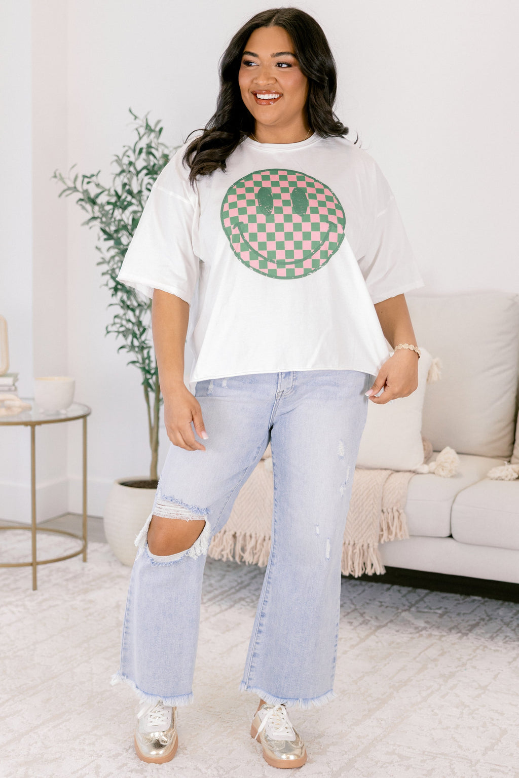 Smiling for Days Vintage Wash Tee, White