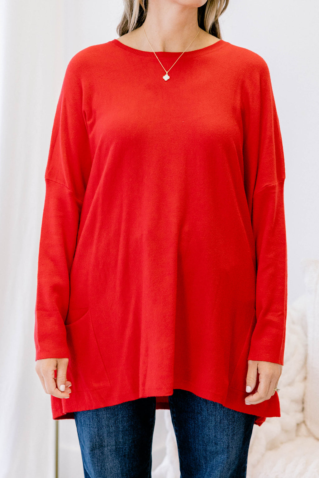 Snow Whispers Tunic, Red