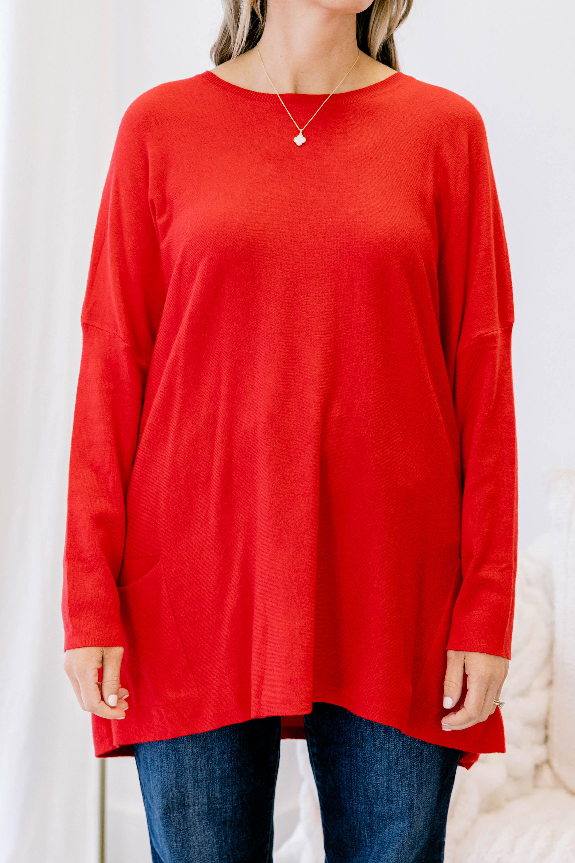 Snow Whispers Tunic, Red